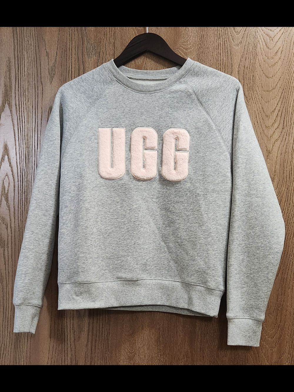 UGG Light Grey Crewneck Sweatshirt with Pale Pink Logo